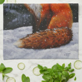 Cute Red Fox in Winter Snow Theedoek (Gevouwen)