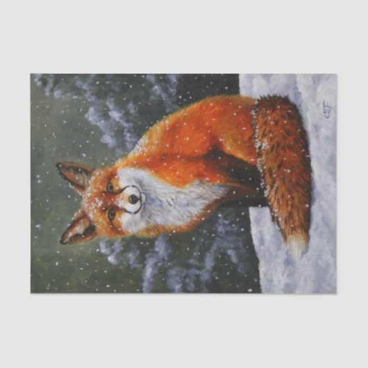 Cute Red Fox in Winter Snow Tissuepapier (Voorkant)