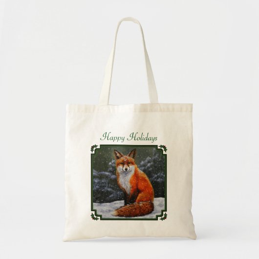 Cute Red Fox in Winter Snow Tote Bag (Voorkant)