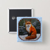 Cute Red Fox in Winter Snow Vierkante Button 5,1 Cm (Voorkant /achterkant)