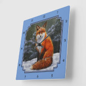 Cute Red Fox in Winter Snow Vierkante Klok (Hoek)