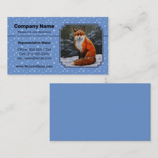 Cute Red Fox in Winter Snow Visitekaartje (Voorkant / Achterkant)