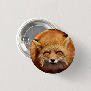 Cute Red Fox met Funny Squinting Eyes Ronde Button 3,2 Cm