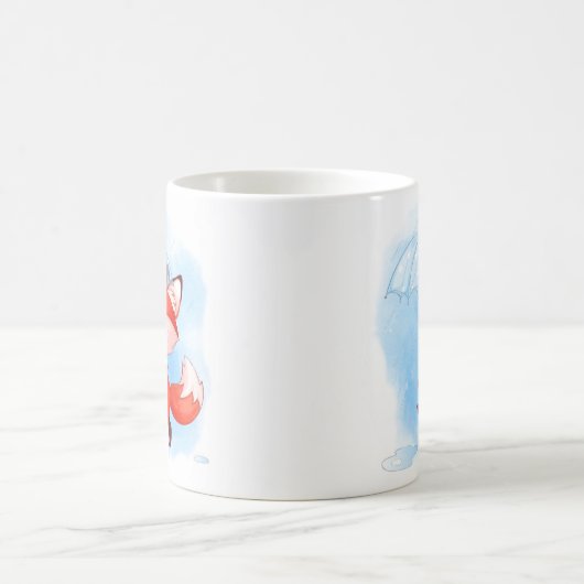 Cute Red Fox met Umbrella Koffiemok (Center)