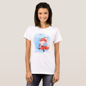Cute Red Fox met Umbrella T-shirt (Voorkant volledig)