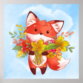 Cute Red Fox met valkleppen Poster