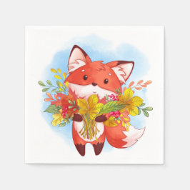 Cute Red Fox met valkleppen Servet