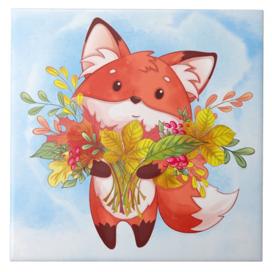 Cute Red Fox met valkleppen Tegeltje (Voorkant)