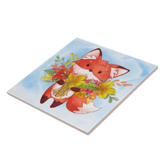 Cute Red Fox met valkleppen Tegeltje (Zijkant)