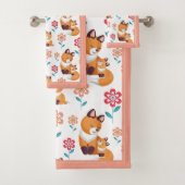 Cute red fox moeder met baby-grens Moederdag Bad Handdoek (Insitu)