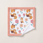 Cute red fox moeder met baby-grens Moederdag Bad Handdoek (Wasdoekje)