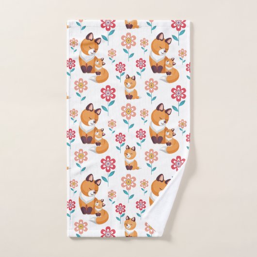 Cute red fox moeder met baby Moederdag Bad Handdoek (Handdoek)