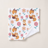 Cute red fox moeder met baby Moederdag Bad Handdoek (Wasdoekje)
