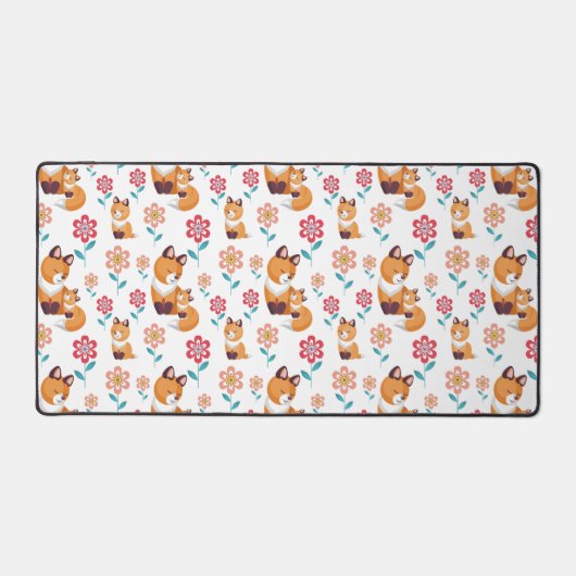 Cute red fox moeder met baby Moederdag Bureaumat (Voorkant)