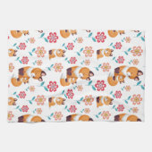 Cute red fox moeder met baby Moederdag Theedoek (Horizontaal)