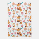 Cute red fox moeder met baby Moederdag Theedoek (Verticaal)