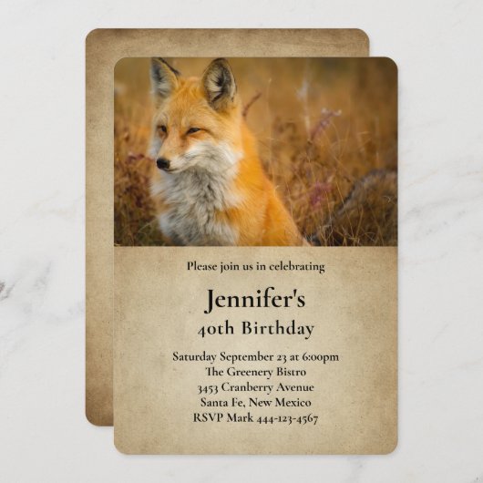 Cute Red Fox Natuur Birthday Kaart (Voorkant / Achterkant)