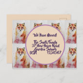 Cute Red Fox New Address Briefkaart, we gaan verde Briefkaart (Voorkant / Achterkant)
