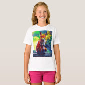 Cute Red Fox Portrait Painting Digital Art T-Shirt (Voorkant volledig)