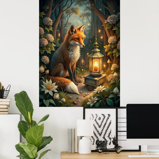 Cute Red Fox Poster (Thuiskantoor)