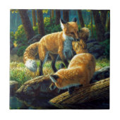 Cute Red Fox Pups afspelen Tegeltje (Voorkant)