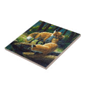 Cute Red Fox Pups afspelen Tegeltje (Zijkant)