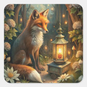 Cute Red Fox Vierkante Sticker (Voorkant)
