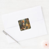 Cute Red Fox Vierkante Sticker (Envelop)