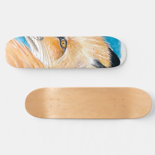 Cute red Fox Waterverf Art Persoonlijk Skateboard (Horizontaal)