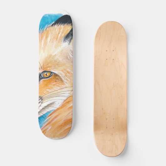 Cute red Fox Waterverf Art Persoonlijk Skateboard (Voorkant)