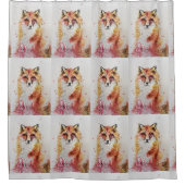 Cute Red Fox Waterverf Art Shower Curtain Douchegordijn (Voorkant)