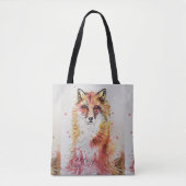 Cute Red Fox Waterverf Dierenvrienden Canvas tas (Voorkant)