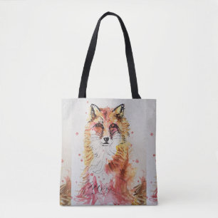 Cute Red Fox Waterverf Dierenvrienden Canvas tas
