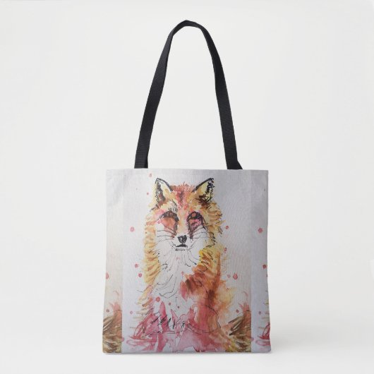 Cute Red Fox Waterverf Dierenvrienden Canvas tas (Voorkant)