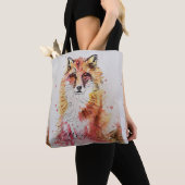 Cute Red Fox Waterverf Dierenvrienden Canvas tas (Dichtbij)