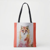 Cute Red Fox Waterverf Dierenvrienden Canvas tas (Voorkant)