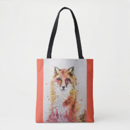 Cute Red Fox Waterverf Dierenvrienden Canvas tas