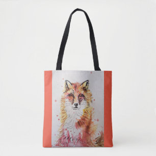 Cute Red Fox Waterverf Dierenvrienden Canvas tas