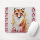 Cute Red Fox Waterverf Painting Mouse Mat poppy Muismat (Met muis)