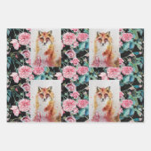 Cute Red Fox Waterverf Roos Woodland Animal Art Inpakpapier Vel (Voorkant)