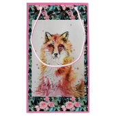 Cute Red Fox Waterverf Schilder Art Gift Bag Klein Cadeauzakje (Achterkant)