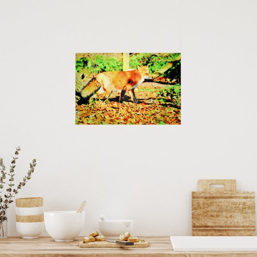 Cute Red Fox Waterverf Schilder Wildlife Art Poster (Keuken)