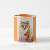 Cute Red Fox Waterverf Schilderen Mok Sinaasappel (Midden)