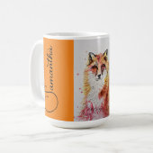 Cute Red Fox Waterverf Schilderen Mok Sinaasappel (Voorkant links)