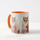 Cute Red Fox Waterverf Schilderen Mok Sinaasappel (Voorkant links)