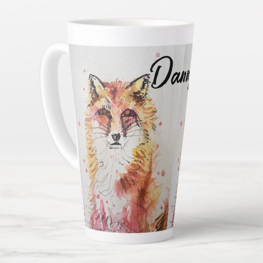 Cute Red Fox Waterverf Schilderen Mok Sinaasappel (Linkerhoek)
