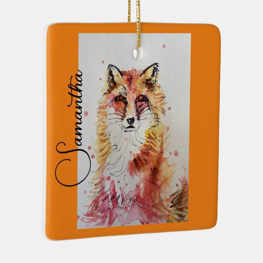 Cute Red Fox Waterverf Schilderen Mok Sinaasappel Keramisch Ornament (Rechts)