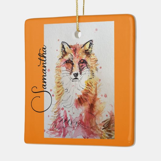 Cute Red Fox Waterverf Schilderen Mok Sinaasappel Keramisch Ornament (Links)