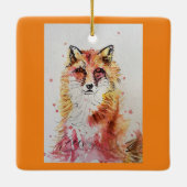 Cute Red Fox Waterverf Schilderen Mok Sinaasappel Keramisch Ornament (Achterkant)