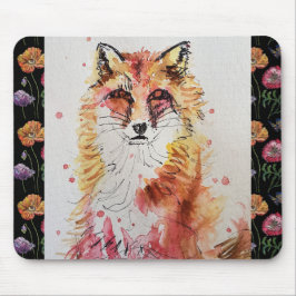 Cute Red Fox Waterverf Schildermuis Mat floral Muismat